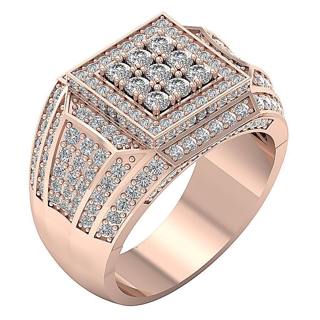 14k Solid Gold SI1/I1 G 2.55Ct Mens Wedding Ring Natural Diamond Prong Set Width 15.30MM
