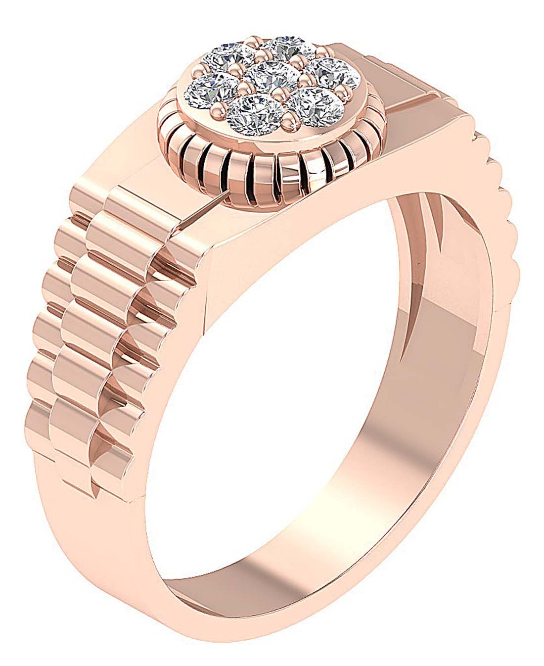 14k Solid Gold SI1/I1 G 0.50Ct Mens Anniversary Ring Natural Diamond Prong Set Width 10.00MM