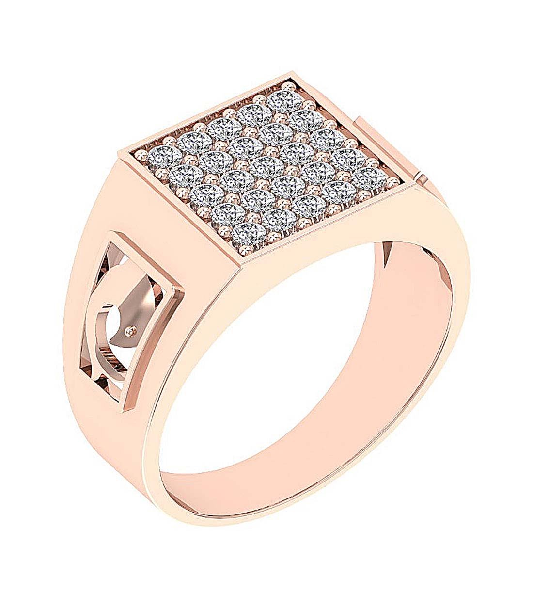 14k Solid Gold Mens Anniversary Ring SI1/I1 G 0.80Ct Round Diamond Prong Set Width 11.25MM