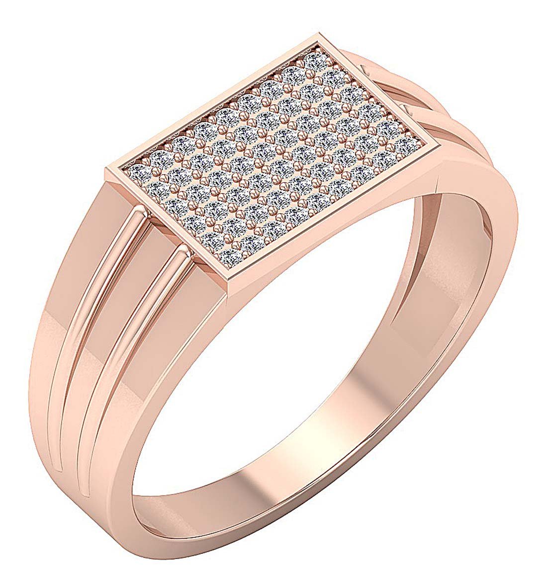 14k Solid Gold Mens Engagement Ring SI1/I1 G 0.40Ct Round Diamond Pave Set Width 8.60MM
