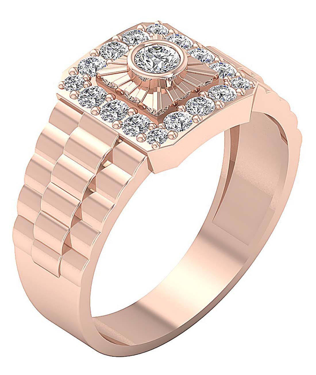 14k Yellow Gold SI1/I1 G 0.90 Ct Men Solitaire Anniversary Ring Round Diamond Bezel Set 11.85 MM