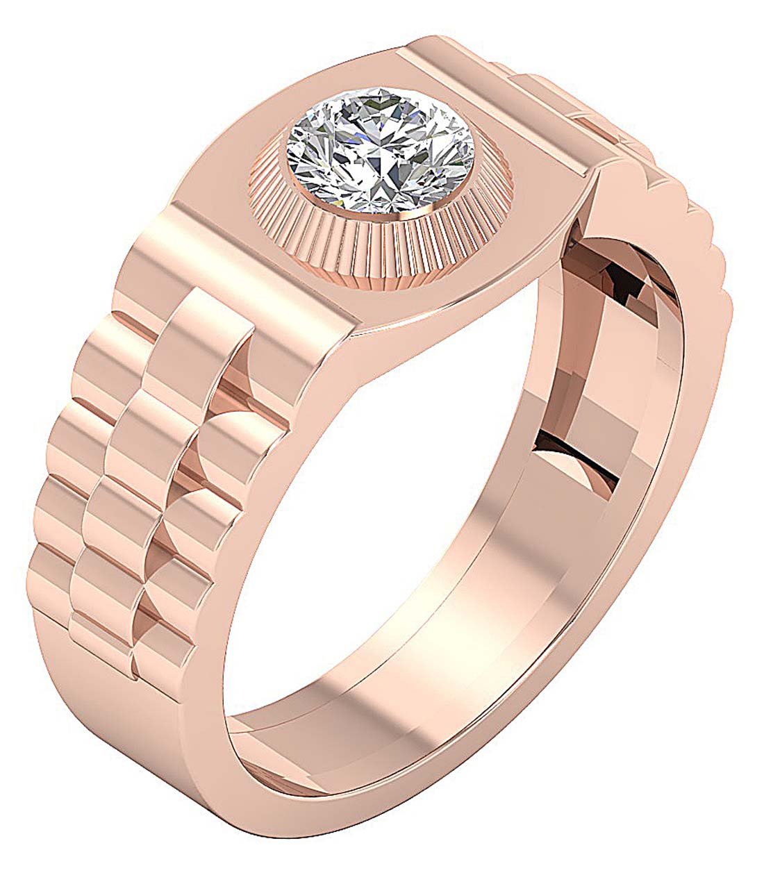 SI1/I1 G 0.75Ct 14k Yellow Gold Men Solitaire Wedding Ring Genuine Diamond Bezel Set