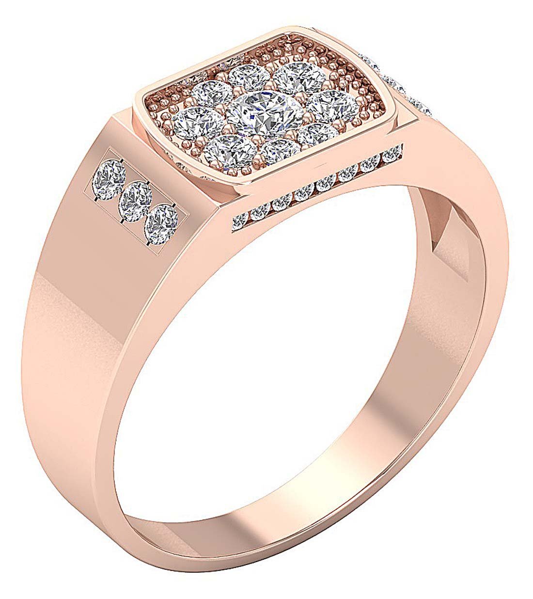 SI1/I1 G 0.90Ct 14k Solid Gold Mens Anniversary Ring Natural Diamond Prong Channel Set Width 8.60MM