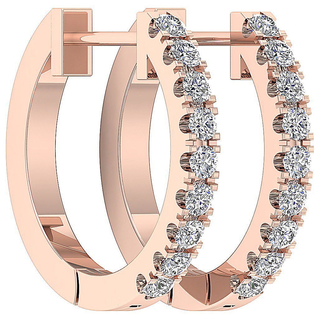 Side View 14k Rose Gold Small Hoops Earring