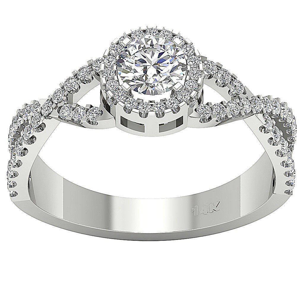 14K White Gold Solitaire Accent Round Diamond Anniversary Ring SI1 G 1.10 Ct Prong Set