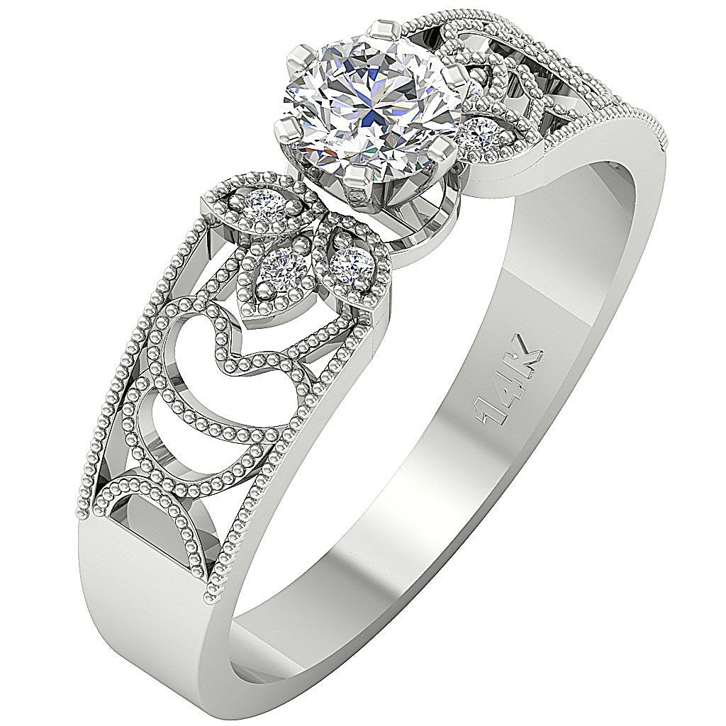 Prong Set Solitaire Wedding Ring Genuine Diamond SI1 G 0.50 Ct 14k Solid Gold 5.40 MM