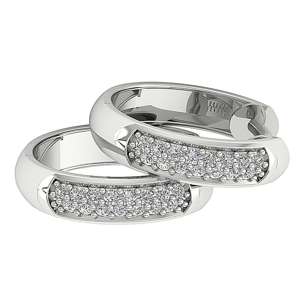 Round Diamond Small Gold Hoops Anniversary Earrings SI1/I1 G 0.15 Ct 18k/14k White Gold Prong Set