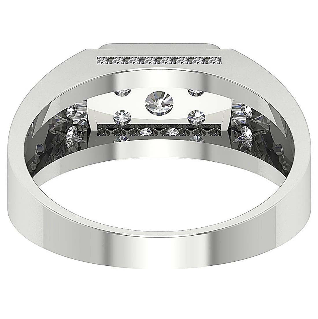 SI1/I1 G 0.90Ct 14k Solid Gold Mens Anniversary Ring Natural Diamond Prong Channel Set Width 8.60MM