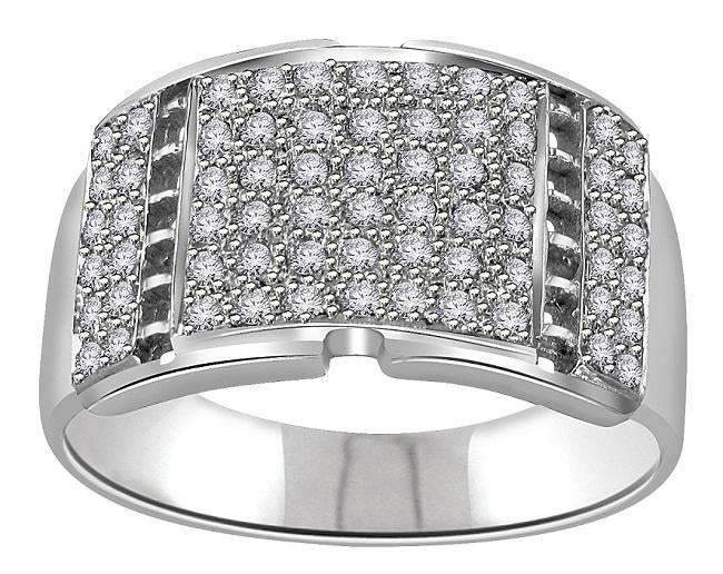 SI1/I1 G 0.70Ct 14k Solid Gold Natural Diamonds Mens Engagement Ring Pave Set Width 12.45MM
