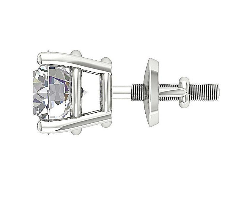 I1 G 2.10 Ct Round Diamond Solitaire Stud Earring 14k White Yellow Rose Gold