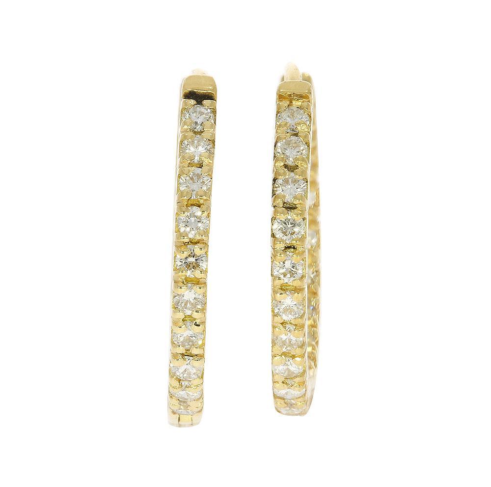 18k Rose Gold Inside Outside Hoop Wedding Earrings Genuine Diamond VVS1/VS1/SI1/I1 0.65 Ct Pave Set