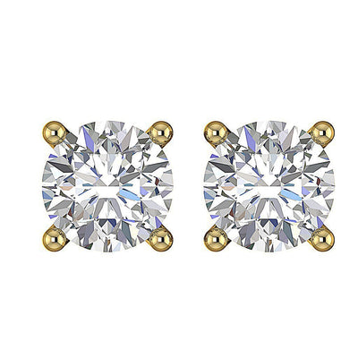 I1 G 0.75 Ct Solitaire Studs Earrings 14k / 18k Gold Natural Round Ideal Cut Diamonds