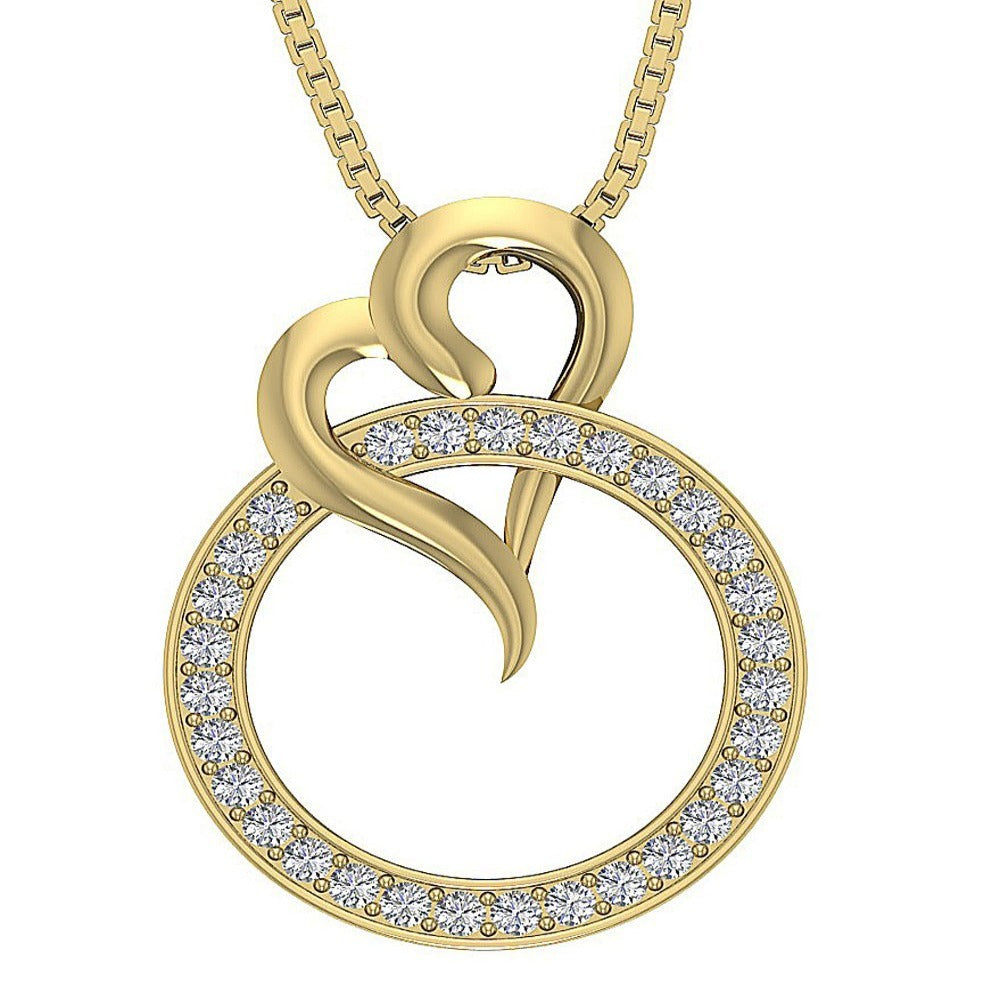 Circle Heart Anniversary Pendant Round Diamond VVS1/VS1/SI1/I1 0.55 Ct 14k/18k Solid Gold Prong Set