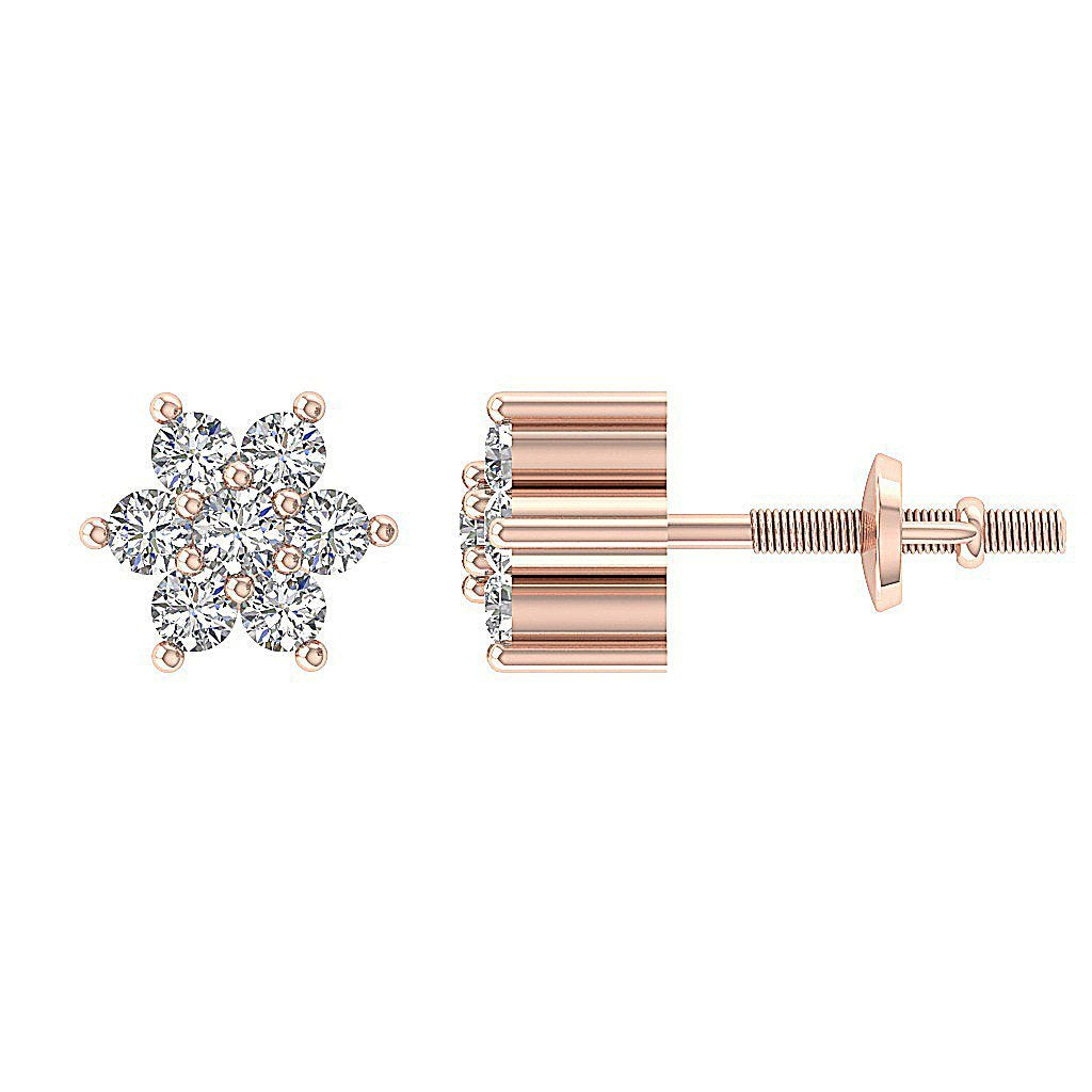 14k/18k White Yellow Rose Gold Solitaire Studs Engagement Earrings Natural Diamond VVS1/VS1/SI1/I1 0.25 Ct Prong Set