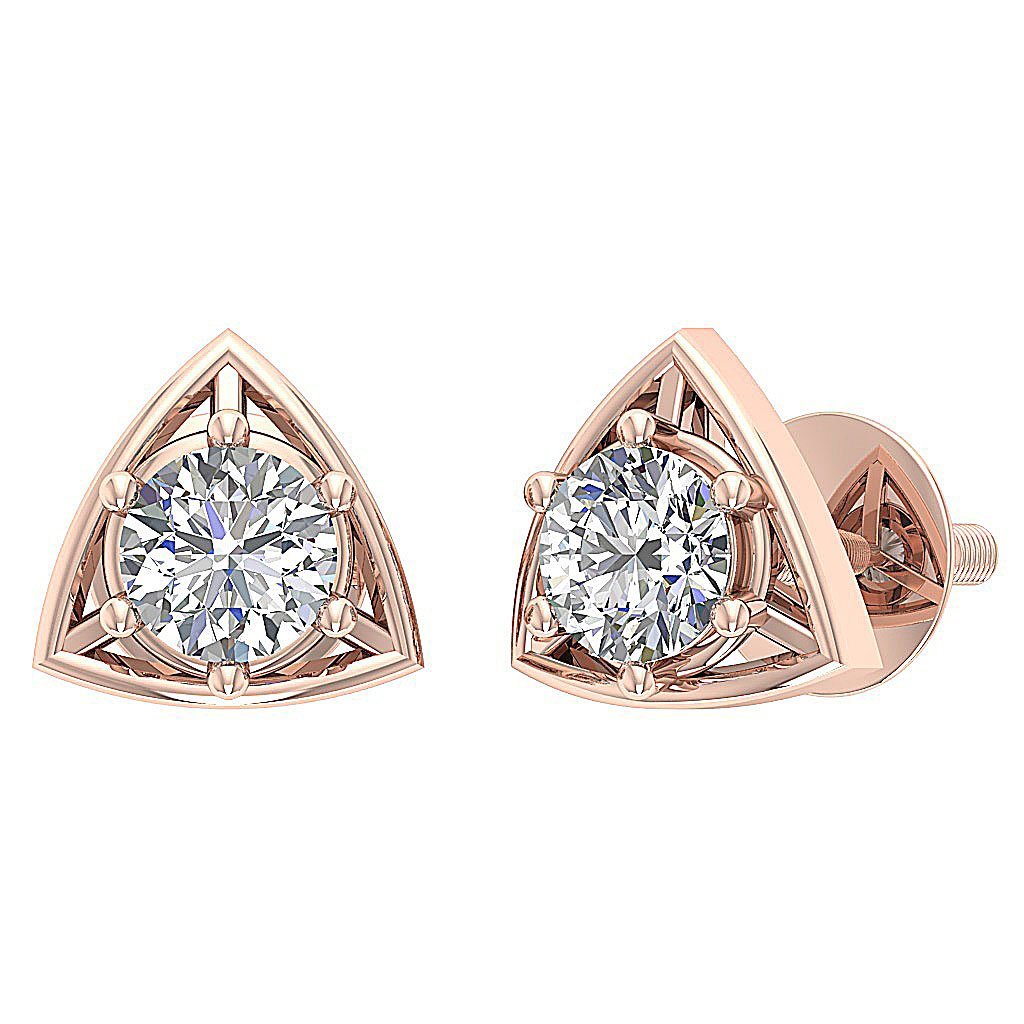 Prong Set Solitaire Studs Anniversary Earrings Round Diamond SI1/I1 G 0.55 Ct 14k/18k White Yellow Rose Gold