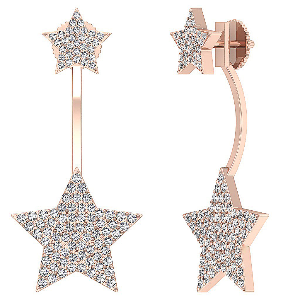 14k/18k Solid Gold Natural Diamonds I1 G 1.10 Ct Removable Jacket Studs Earrings Prong Set 14.75MM