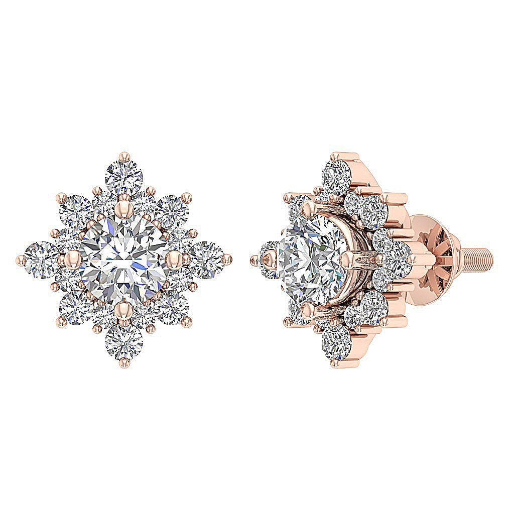 SI1/I1 G 1.80 Ct Solitaire Studs Anniversary Earrings Round Diamond 14k/18k Yellow Gold Prong Set