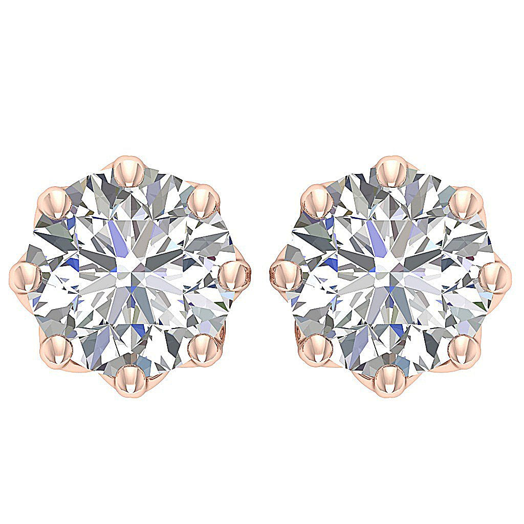 Prong Set Solitaire Studs Wedding Earrings Genuine Diamond SI1/I1 G 1.60Ct 14k/18k White Yellow Rose Gold