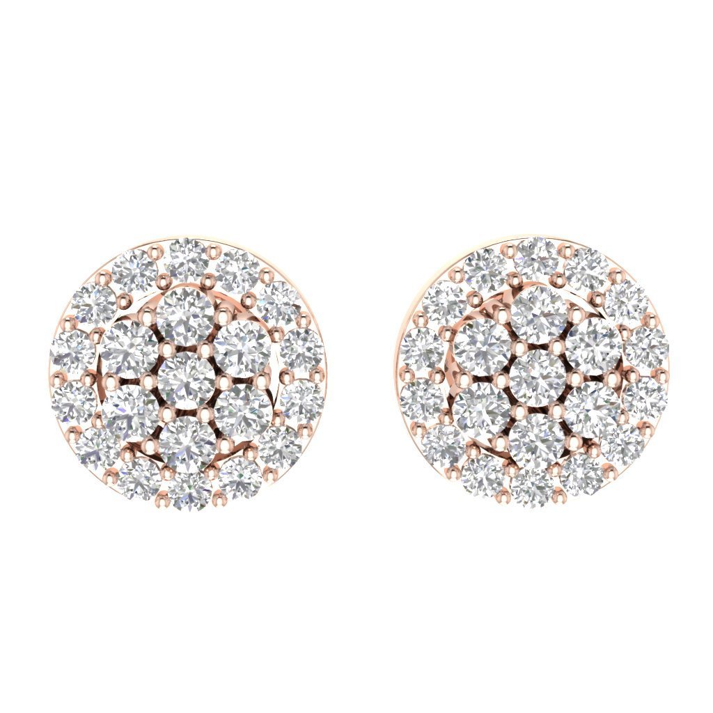 Designer Halo Solitaire Studs Earrings 14k/18k Solid Gold Natural Diamonds SI1 G 0.90 Ct