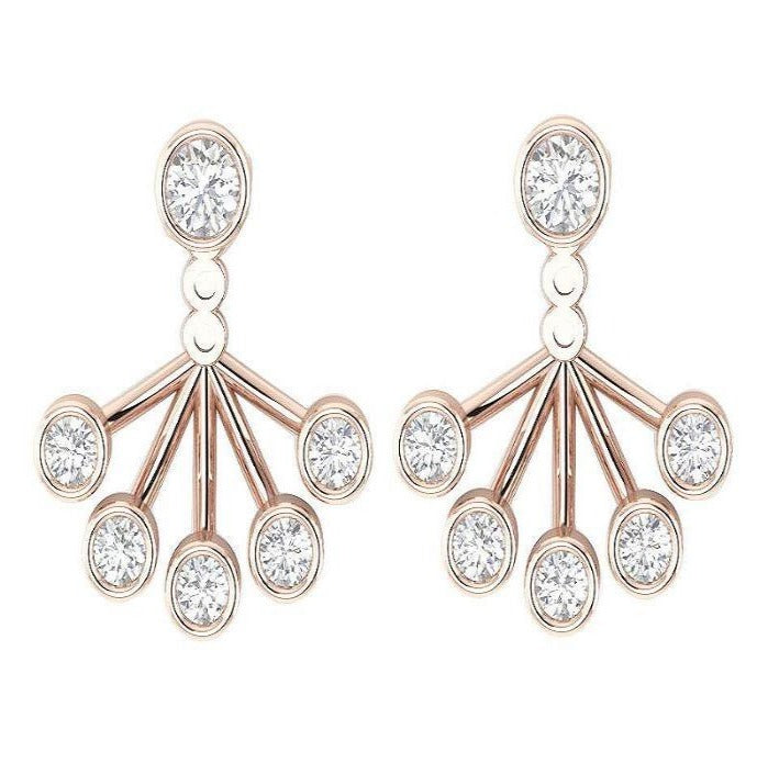 14k/18k Solid Gold Round Diamonds I1 G 0.95 Ct Removable Jacket Studs Earrings Bezel Set 14.37MM