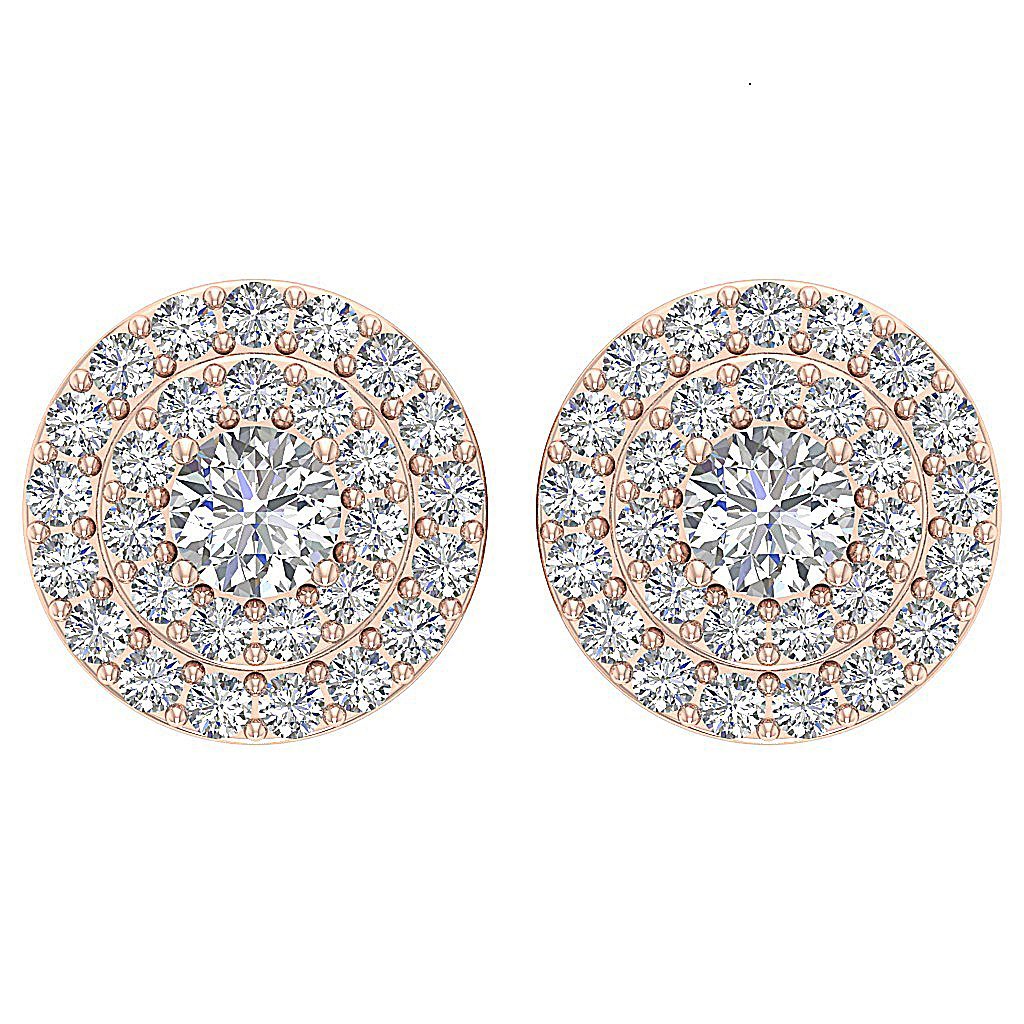 Halo Solitaire Studs Earrings I1 G 1.00 Ct 14k/18k Solid Gold Natural Diamonds