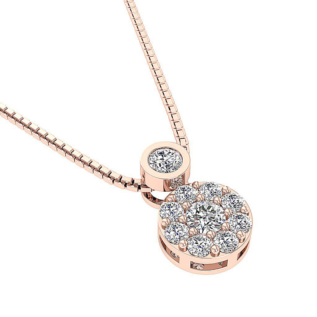 Genuine Diamond Circle Of Love Wedding Pendants SI1/I1 G 0.60 Ct 14k/18k White Gold Prong Bezel Set