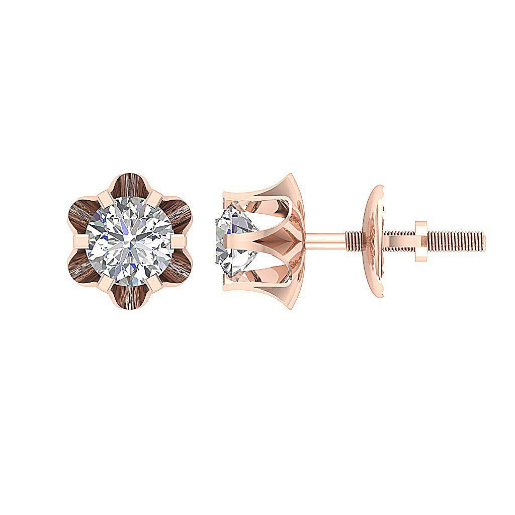 Natural Diamond Solitaire Studs Earring SI1/I1 G 0.30 Ct 14k/18k White Gold Prong Set