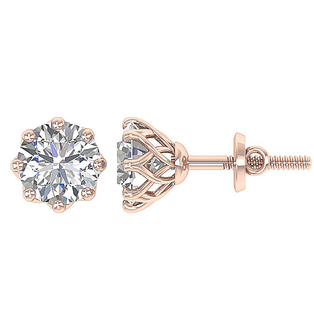 Prong Set Solitaire Studs Wedding Earrings Genuine Diamond SI1/I1 G 1.60Ct 14k/18k White Yellow Rose Gold