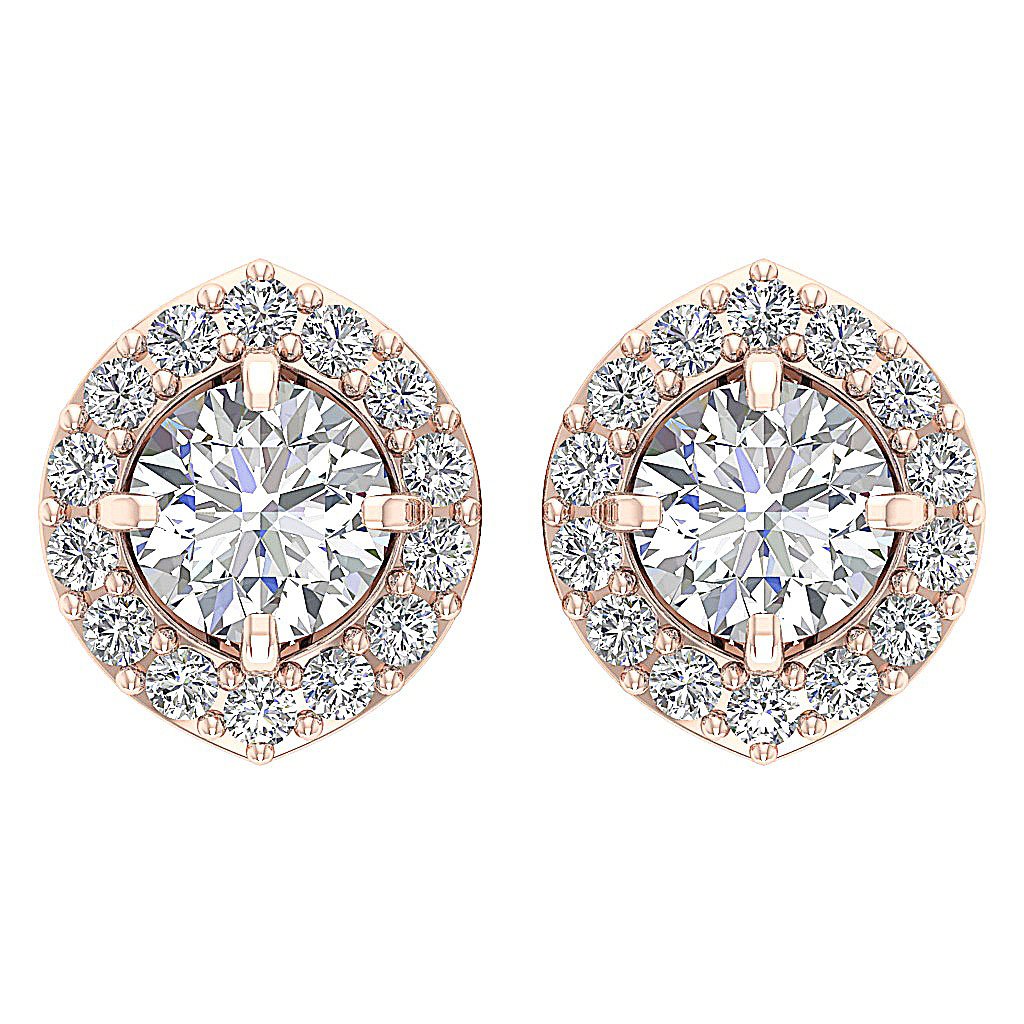 14k/18k White Gold Real Diamond I1 G 1.40Ct Removable Jacket Halo Solitaire Stud Earring Prong Set