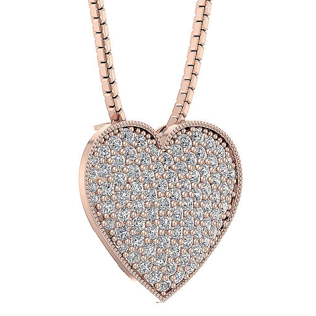 Heart Pendants 14k/18k White Gold VVS1/VS1/SI1/I1 0.65 Carat Round Diamond