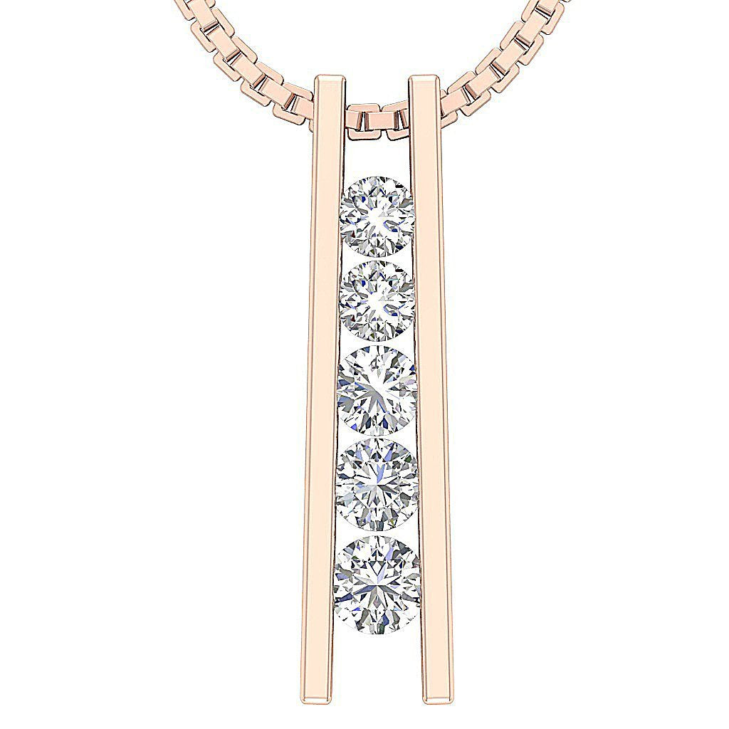 14kRoseGoldRoundDiamondJourneyPendants