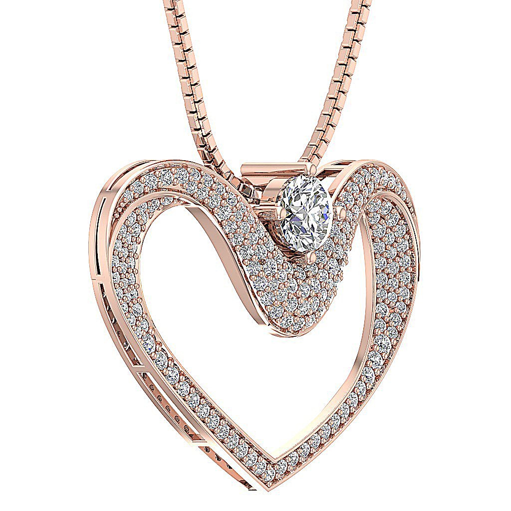 Heart Pendants SI1/I1 G 1.55 Carat 14k/18k White Yellow Rose Gold Natural Diamond