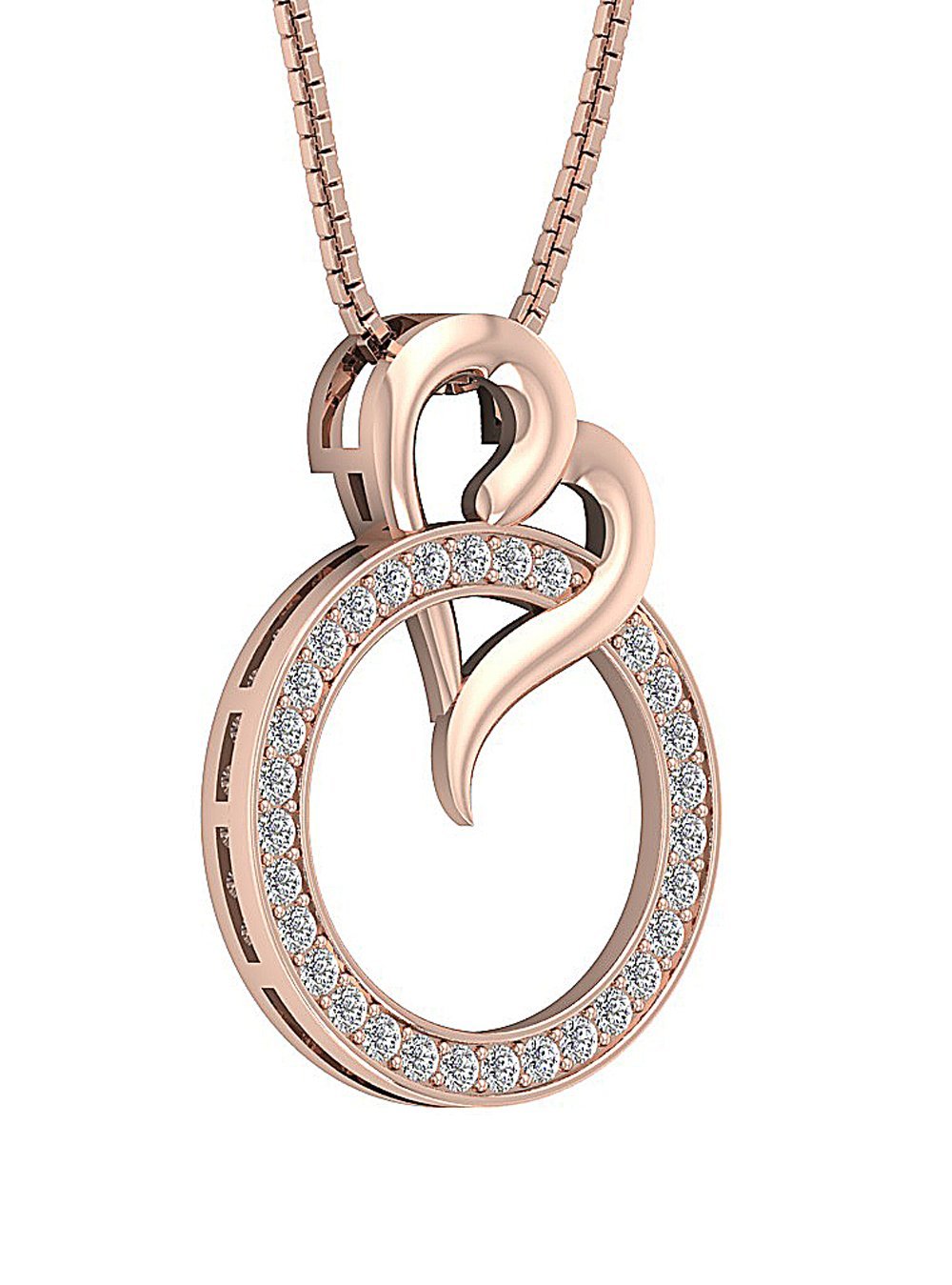 Circle Heart Anniversary Pendant Round Diamond VVS1/VS1/SI1/I1 0.55 Ct 14k/18k Solid Gold Prong Set