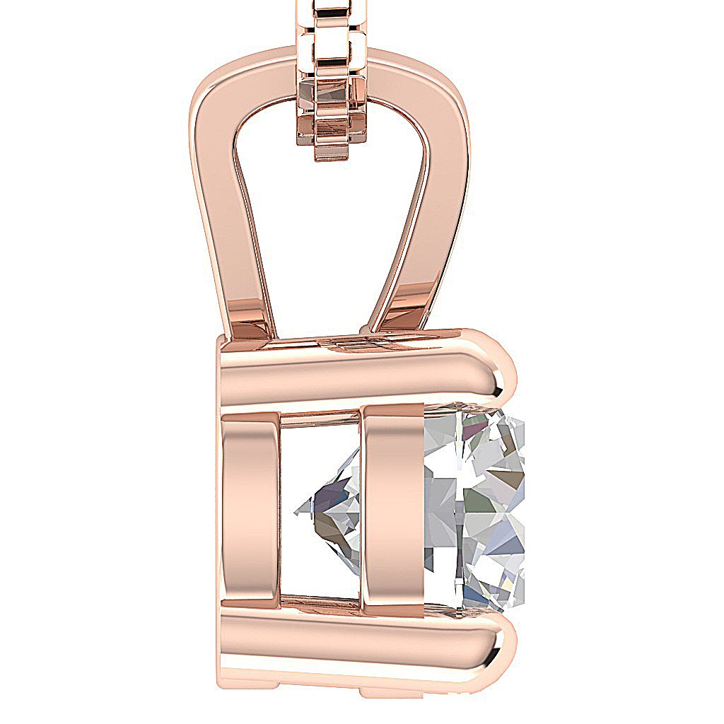 14k/18k White Yellow Rose Gold SI1/I1 G 1.00 Ct Solitaire Pendants Round Cut Diamonds Prong Set 6.29 MM