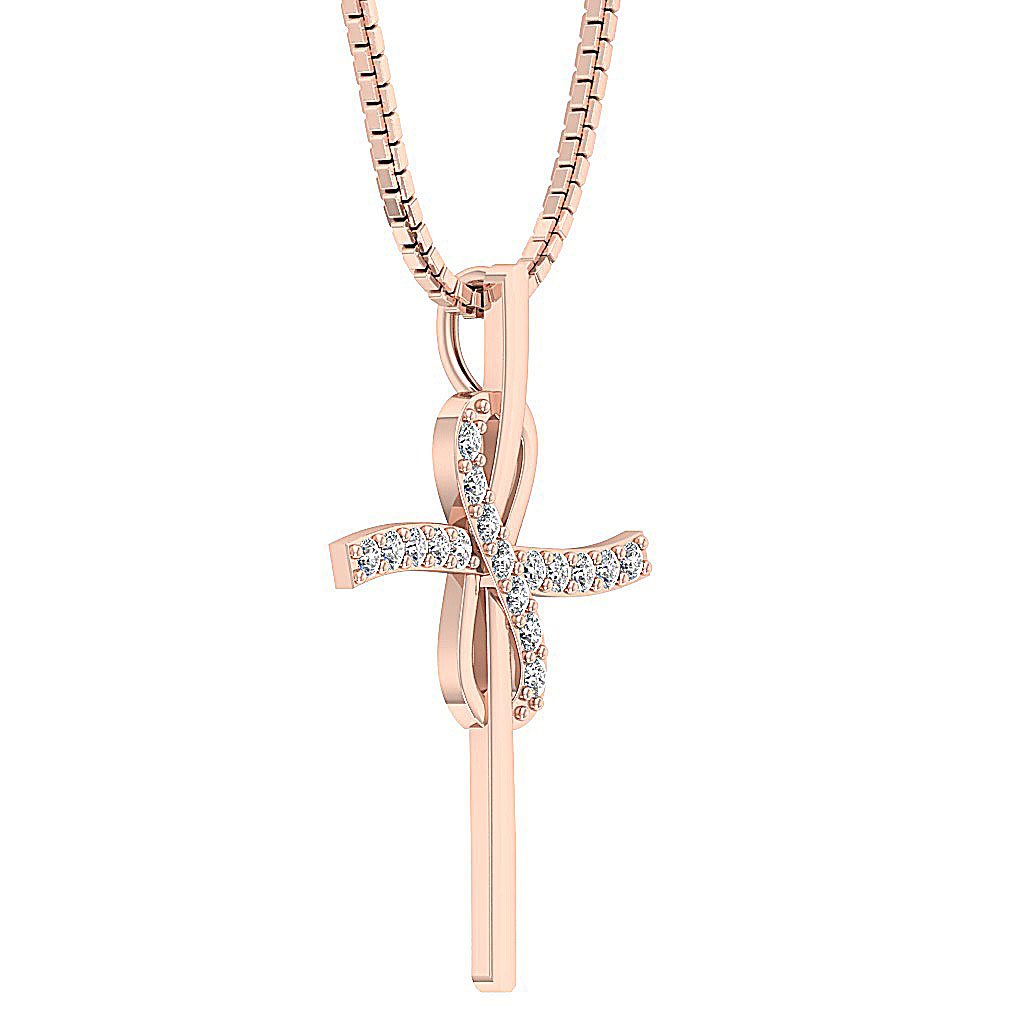 14kRoseGoldRoundDiamondPendants