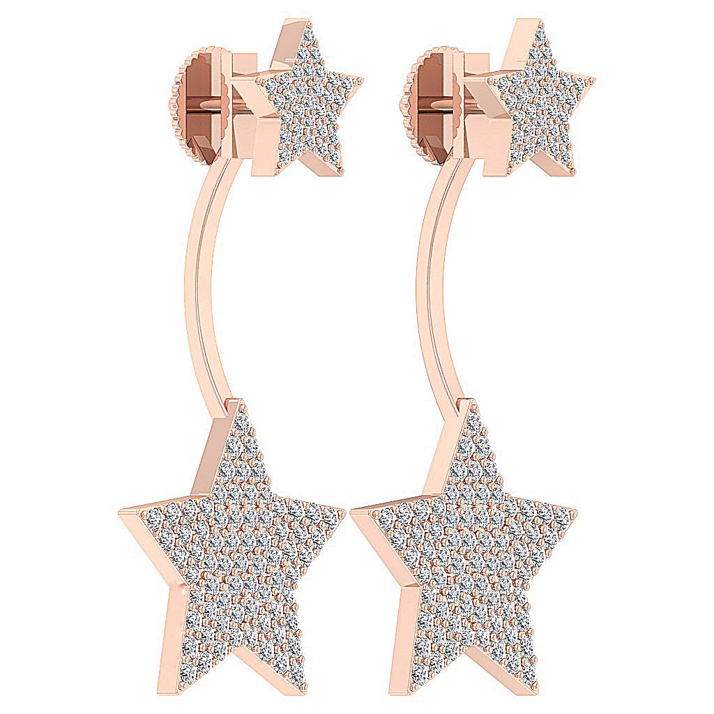 14k/18k Solid Gold Natural Diamonds I1 G 1.10 Ct Removable Jacket Studs Earrings Prong Set 14.75MM