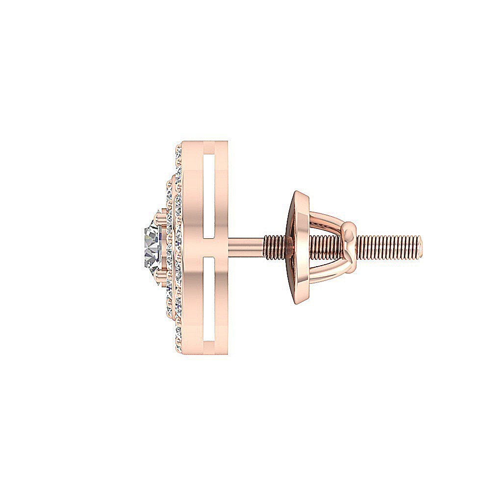 Halo Solitaire Studs Earrings I1 G 1.00 Ct 14k/18k Solid Gold Natural Diamonds