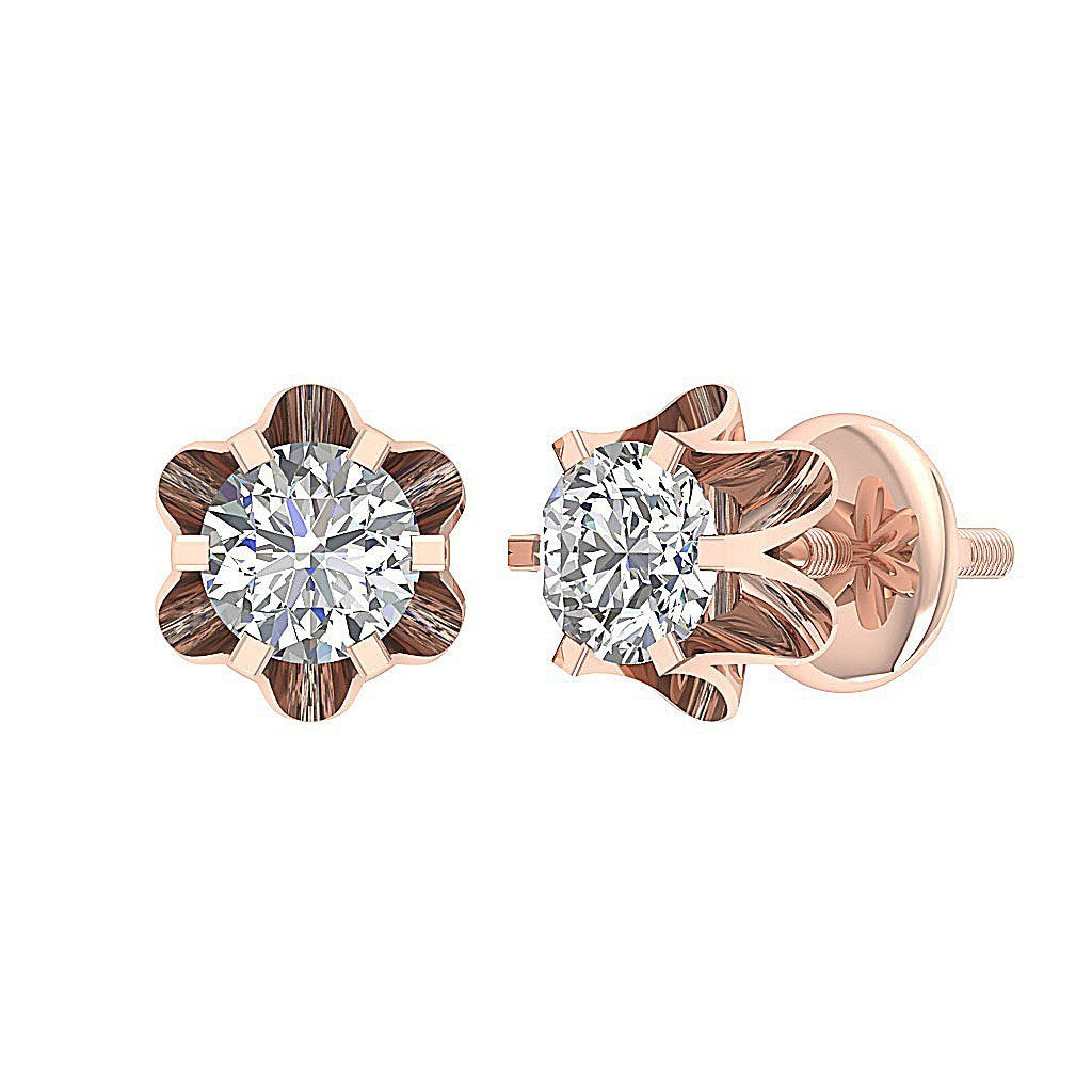 Natural Diamond Solitaire Studs Earring SI1/I1 G 0.30 Ct 14k/18k White Gold Prong Set