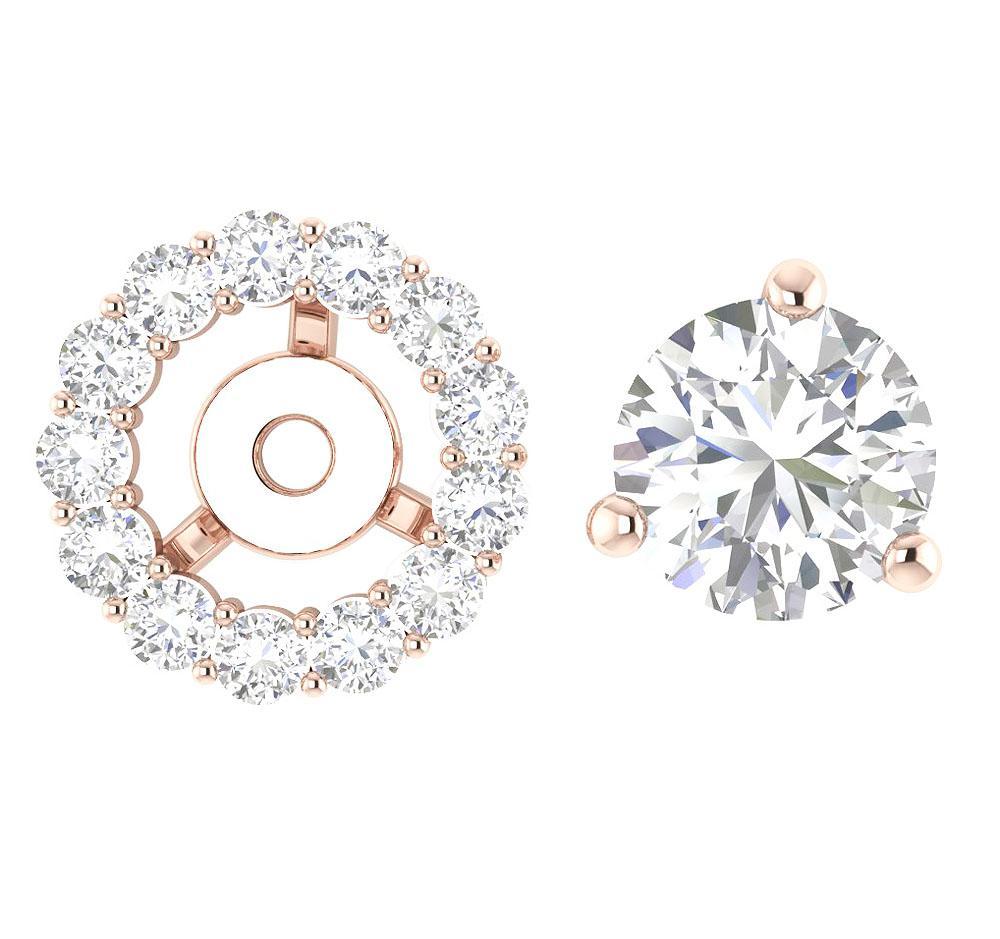 14k/18k Solid Gold Natural Diamonds SI1 G 1.45 Ct Removable Jacket Halo Studs Earrings Prong Set