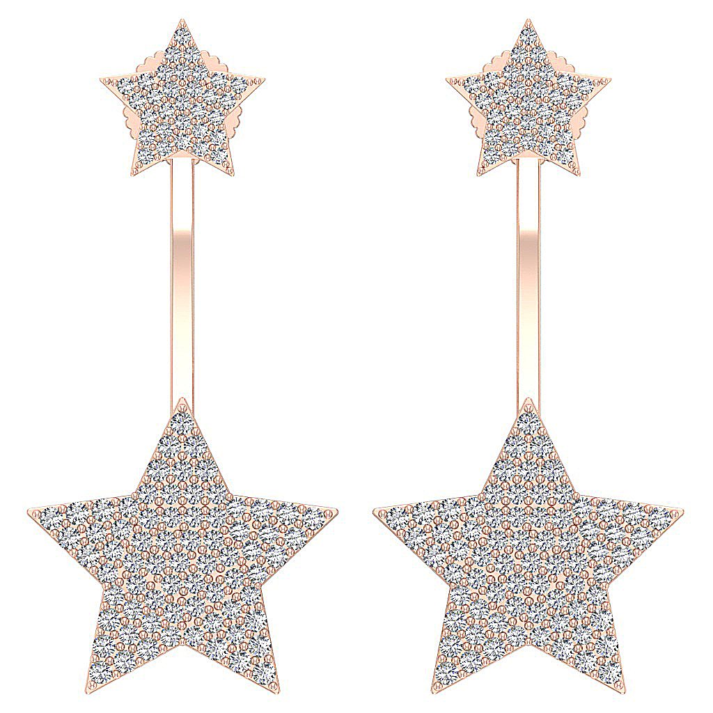 14k/18k Solid Gold Natural Diamonds I1 G 1.10 Ct Removable Jacket Studs Earrings Prong Set 14.75MM