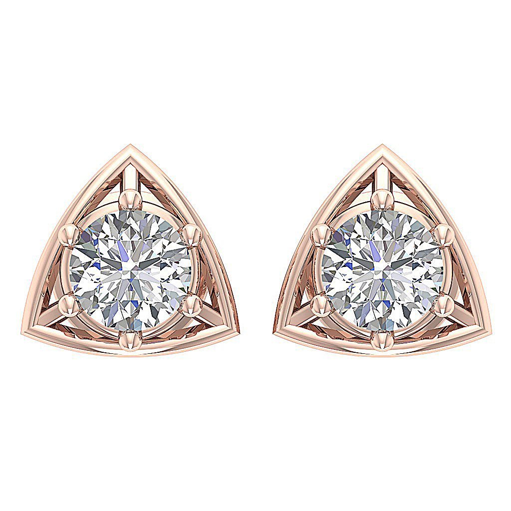 Prong Set Solitaire Studs Anniversary Earrings Round Diamond SI1/I1 G 0.55 Ct 14k/18k White Yellow Rose Gold
