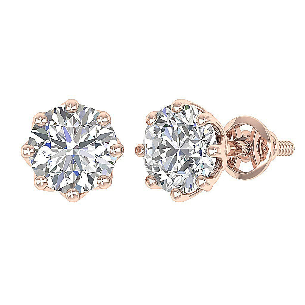 Prong Set Solitaire Studs Wedding Earrings Genuine Diamond SI1/I1 G 1.60Ct 14k/18k White Yellow Rose Gold
