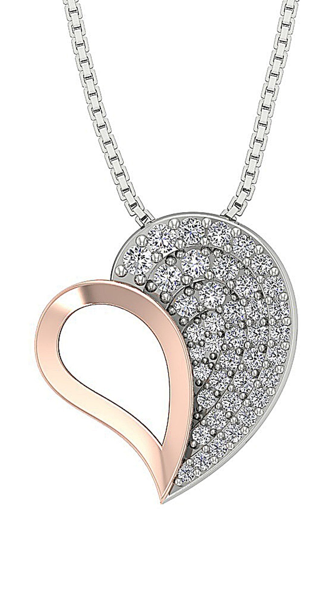 Heart Pendants 14k/18k White Gold SI1/I1 G 0.60 Ct Round Cut Diamonds