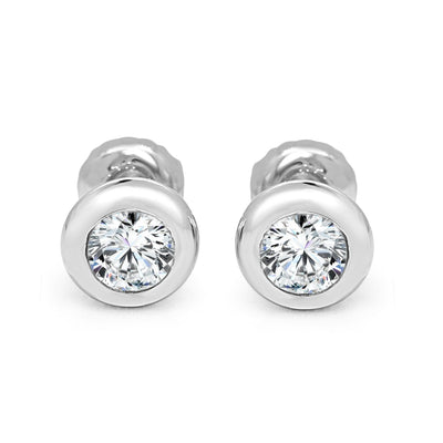 I1 G 0.50 Ct Solitaire Studs Engagement Earrings Natural Diamond 14k/18k Yellow Gold Bezel Set