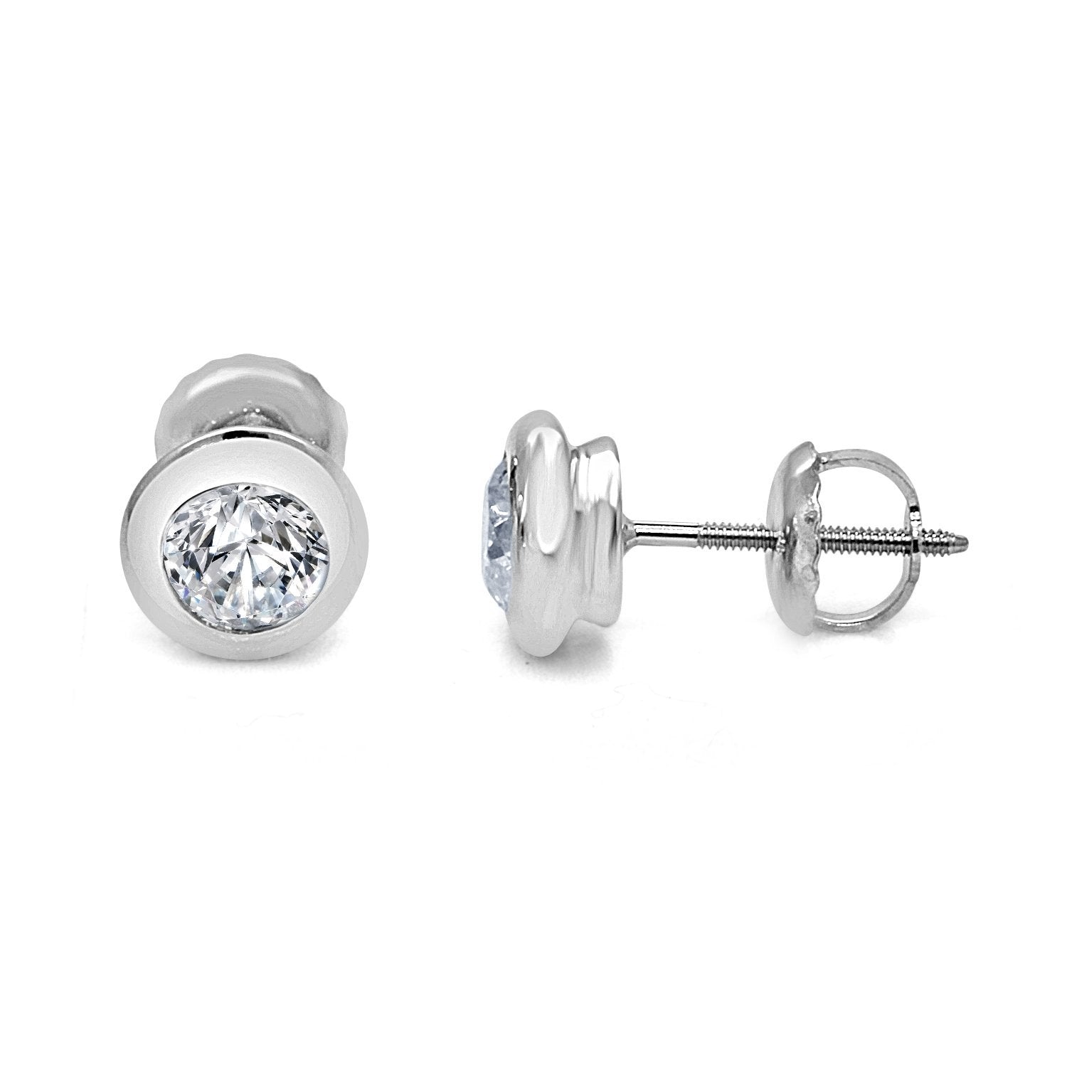 I1 G 0.50 Ct Solitaire Studs Engagement Earrings Natural Diamond 14k/18k Yellow Gold Bezel Set