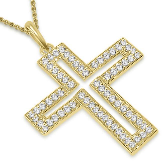 Pave Set Cross Engagement Pendants Natural Diamond VVS1/VS1/SI1/I1 1.00 Ct 14k/18k Solid Gold