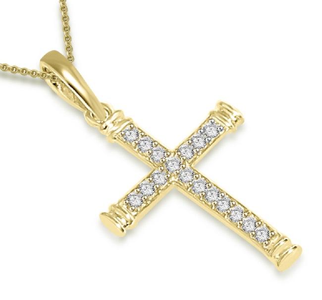 I1/SI1 G 0.25 Ct Cross Engagement Pendants Natural Diamond 14k/18k Yellow Gold Prong Set