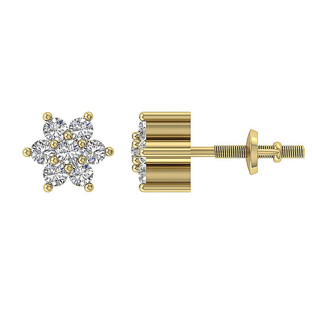 14k/18k White Yellow Rose Gold Solitaire Studs Engagement Earrings Natural Diamond VVS1/VS1/SI1/I1 0.25 Ct Prong Set