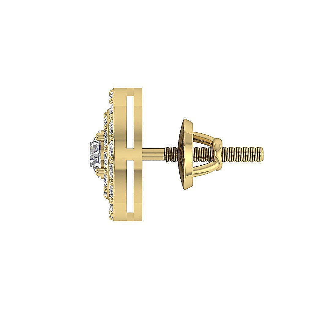 Halo Solitaire Studs Earrings I1 G 1.00 Ct 14k/18k Solid Gold Natural Diamonds