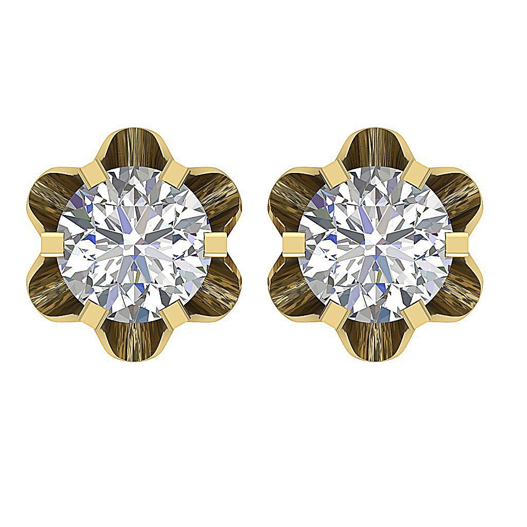 Natural Diamond Solitaire Studs Engagement Earrings SI1/I1 G 0.55 Ct 14k/18k White Gold Prong Set
